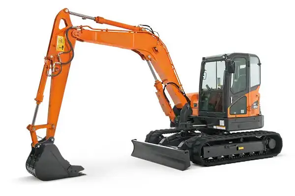 Develon DX85R-3 compact excavator available to rent from ACT